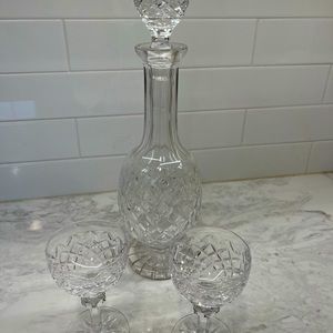 1930s Waterford Crystal Decanter and Glasses